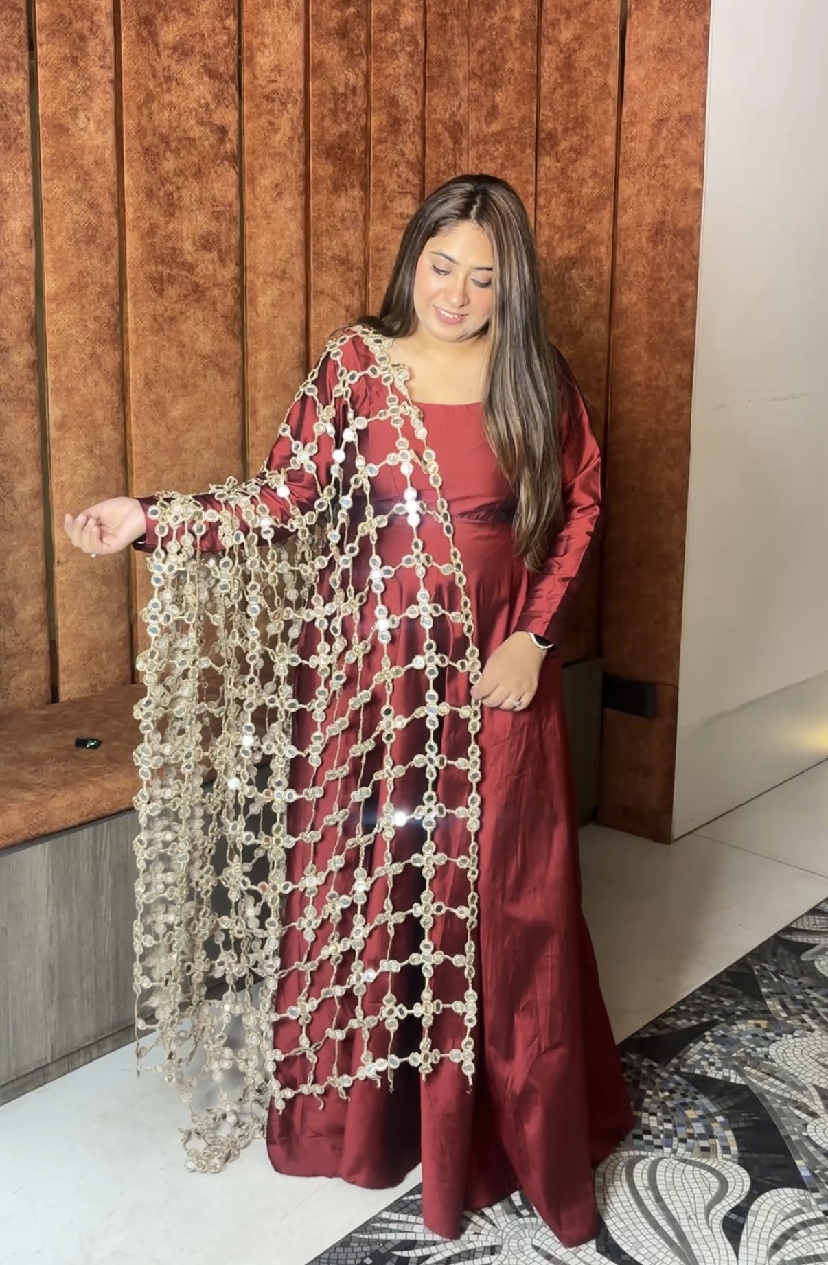 ANARKALI WITH SHEESH MAHAL DUPATTA