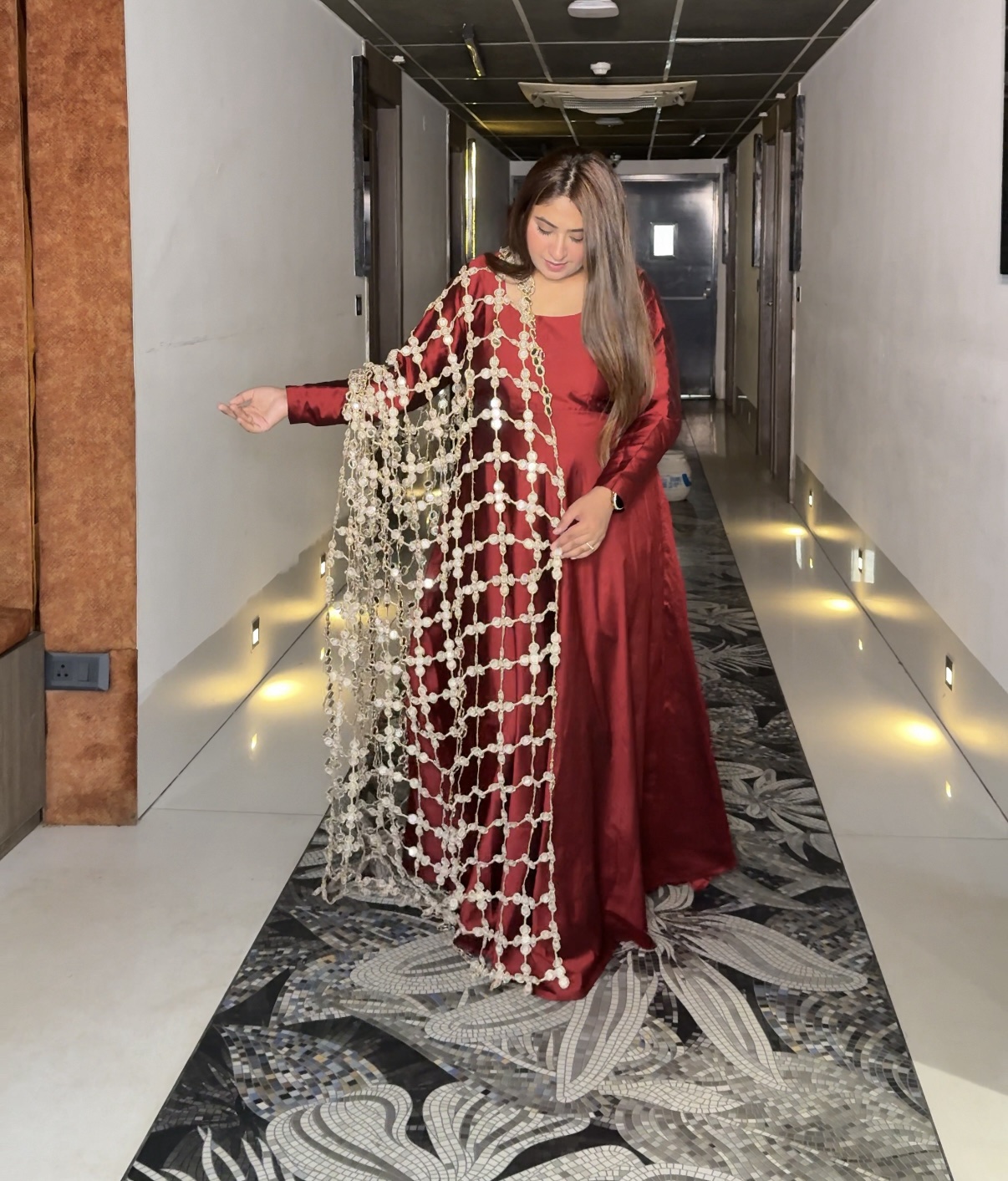 ANARKALI WITH SHEESH MAHAL DUPATTA - Image 4