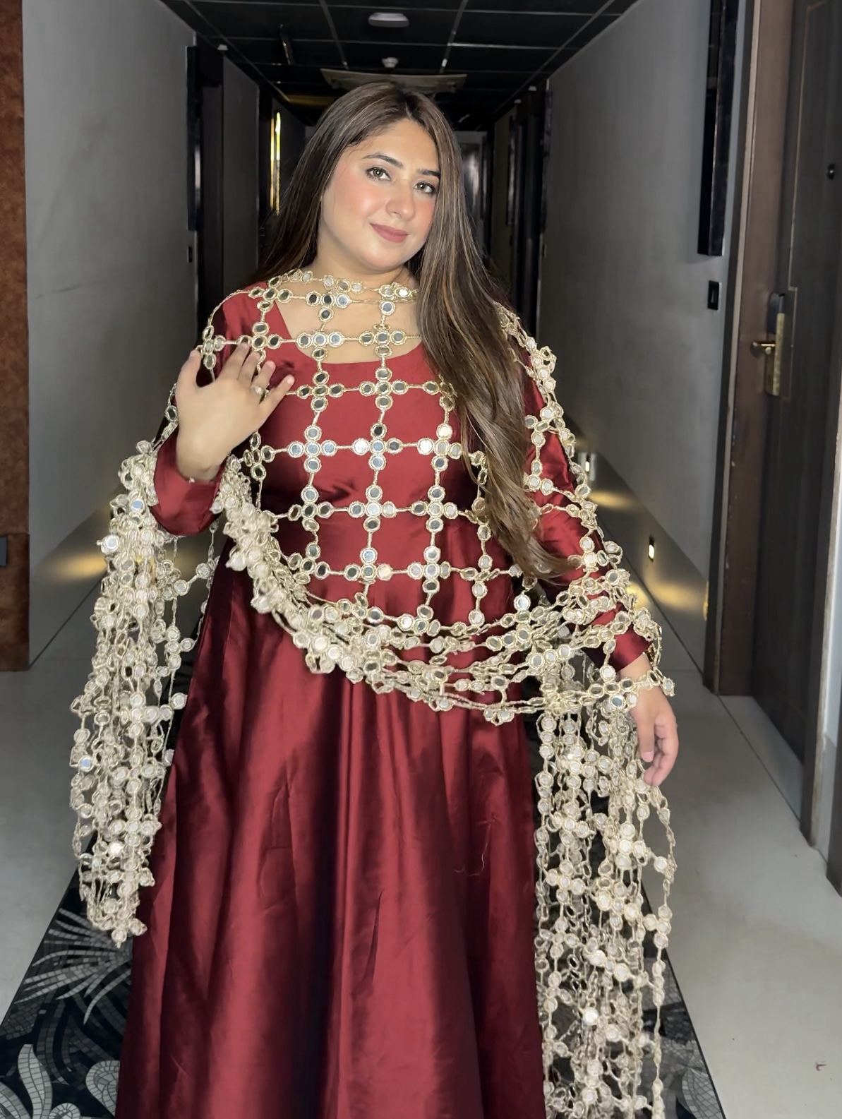 ANARKALI WITH SHEESH MAHAL DUPATTA - Image 2