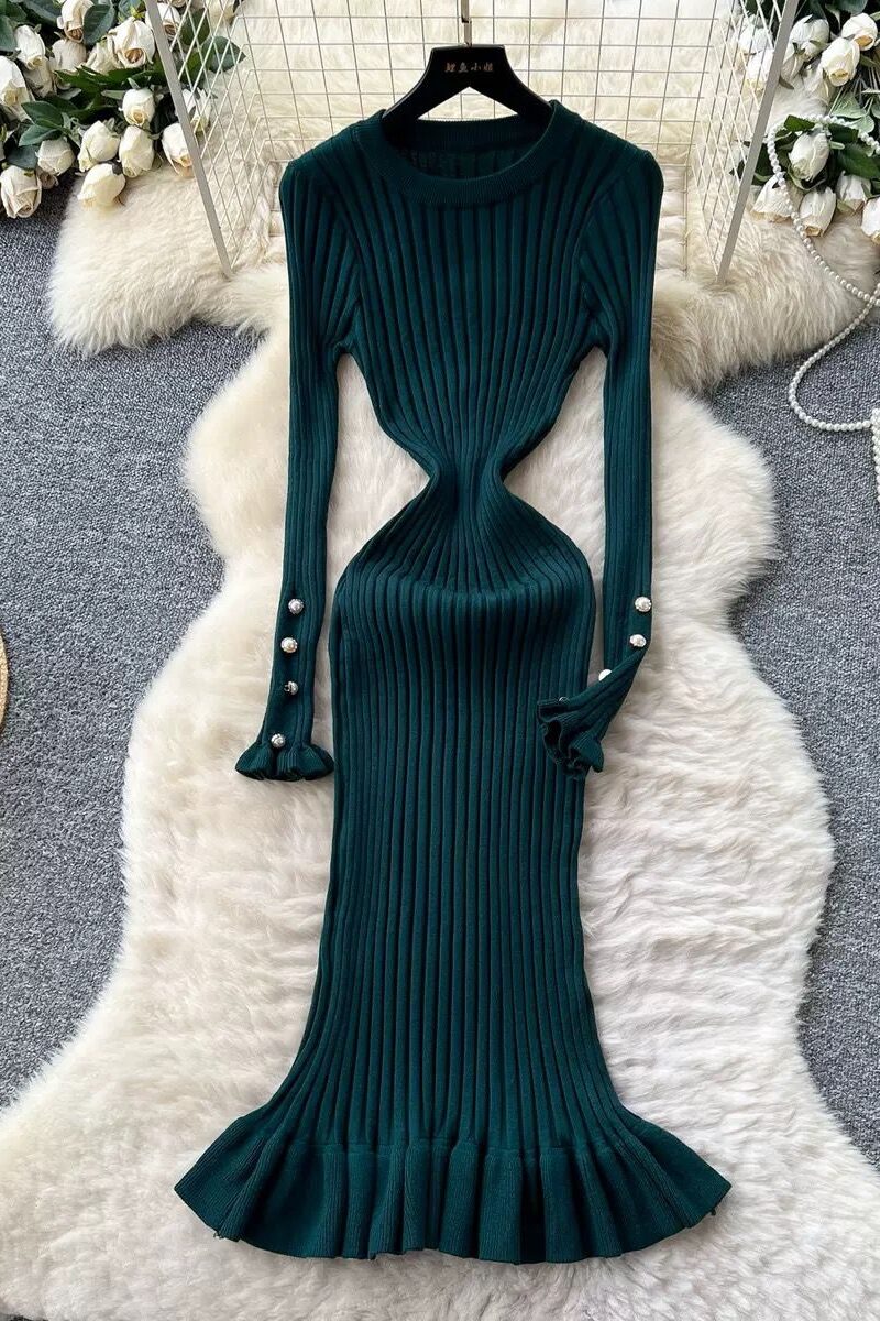 KNITTED WOOLLEN LONG DRESS