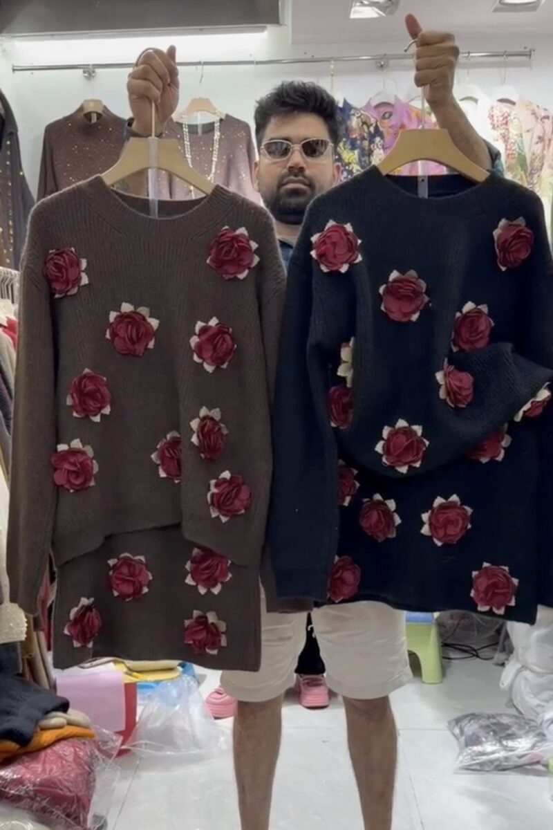 FLORAL EMBELLISHED TOP AND SKIRT COORD